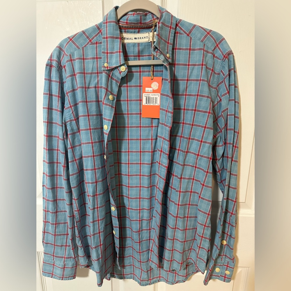 The Normal Brand Blue and Red Plaid Button Down Shirt